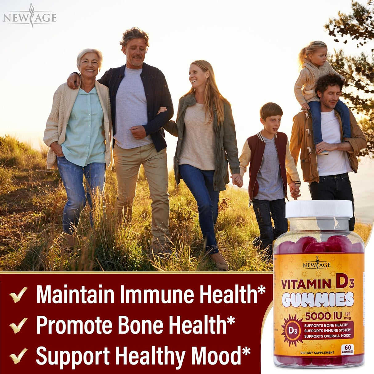 Vitamina D3 125 mcg Salud Ósea Sin Gelatina