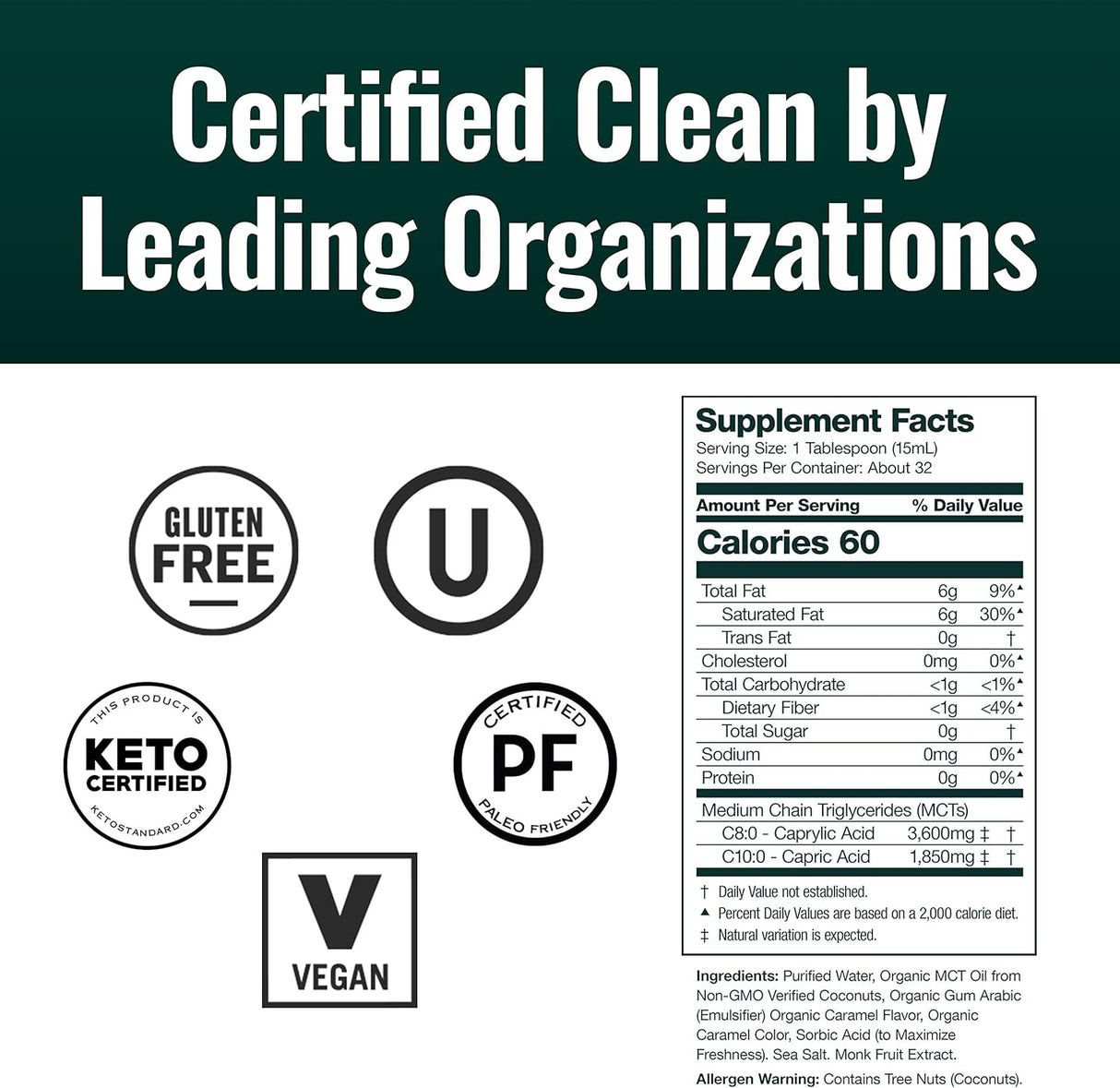 Crema de Caramelo MCT Oil Natural Force - Keto, 16 Oz Botella