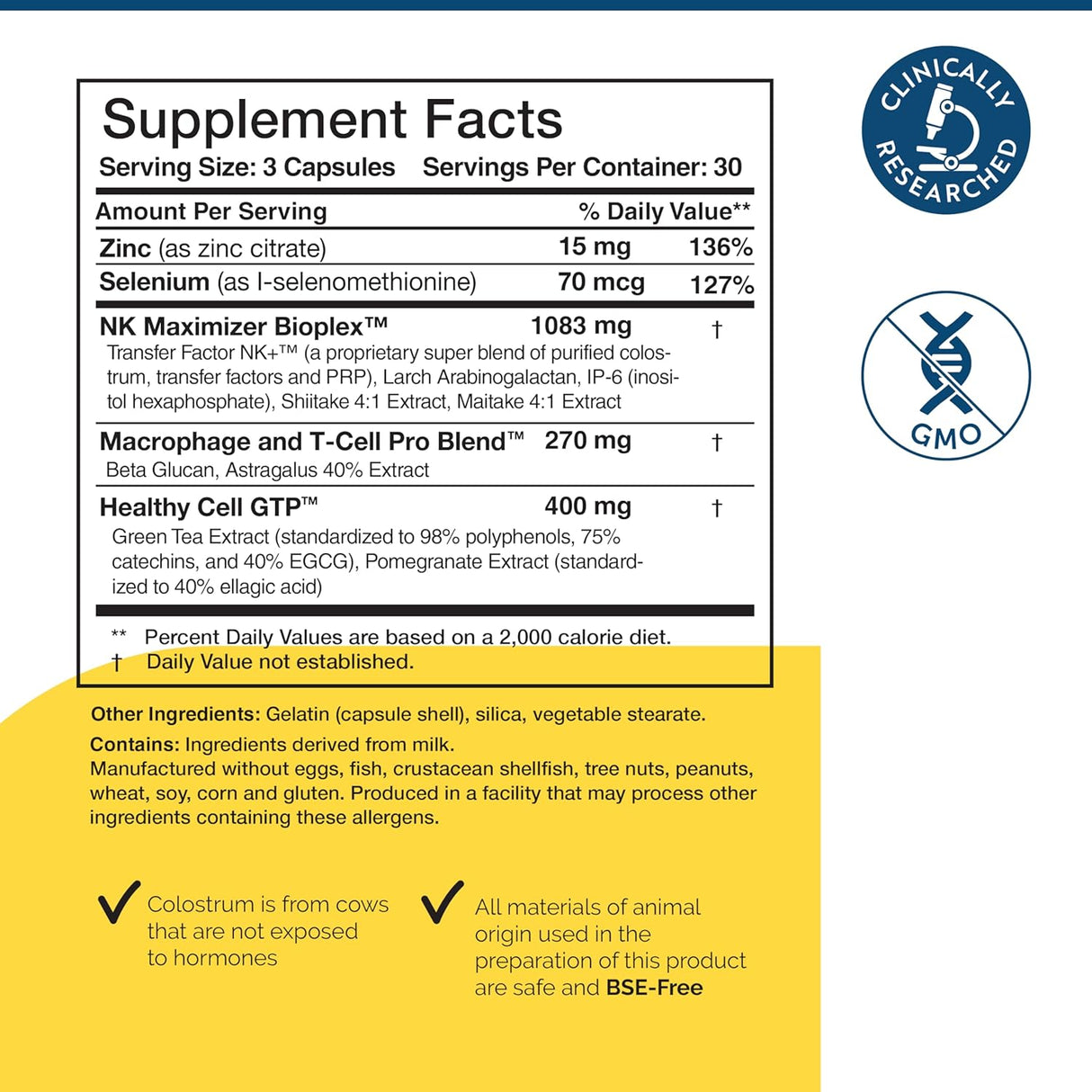Suplemento Inmunológico Transfer Factor Multi-Immune - Researched Nutritionals, 90 cápsulas