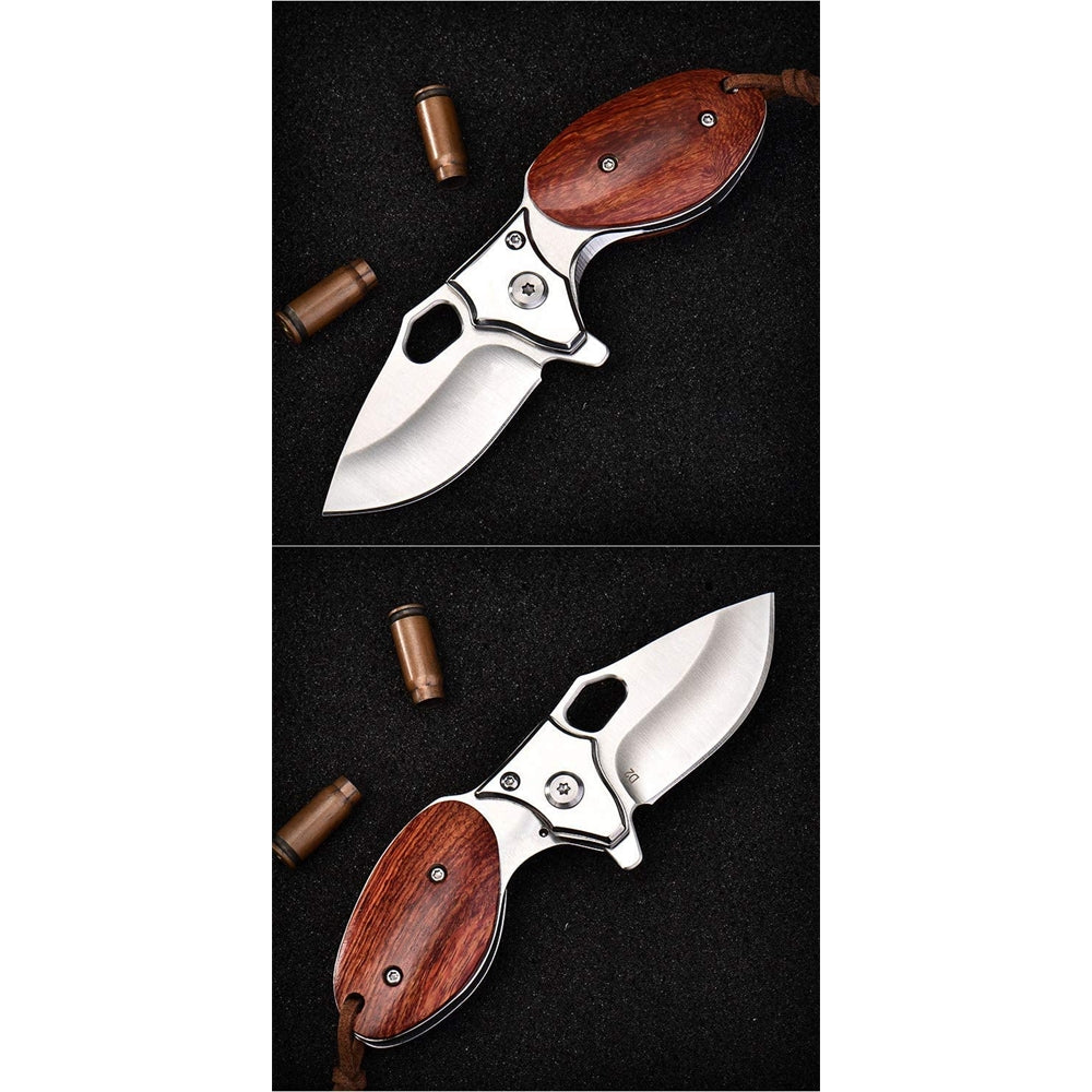 Cuchillo de bolsillo pequeño plegable de secoya mango D2