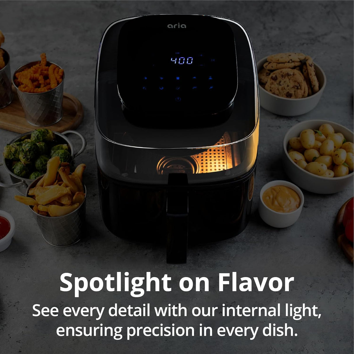 Freidora de aire Aria 6Qt, 10 presets, pantalla táctil, modelo