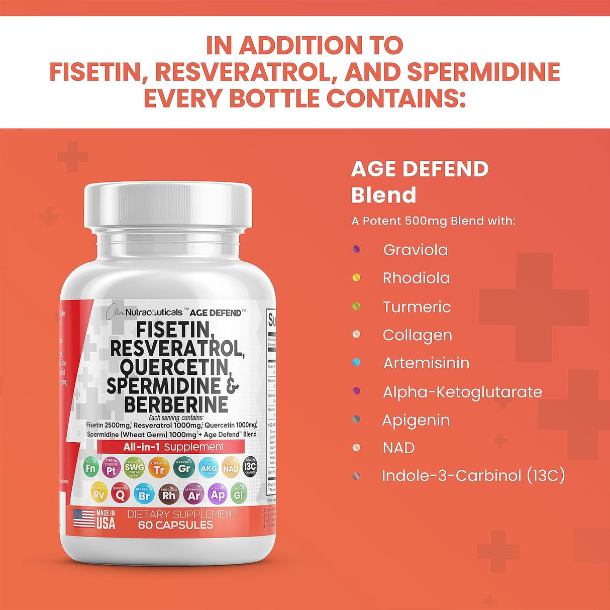 Suplementos Fisetin 2500mg Quercetin 1000mg Resveratrol