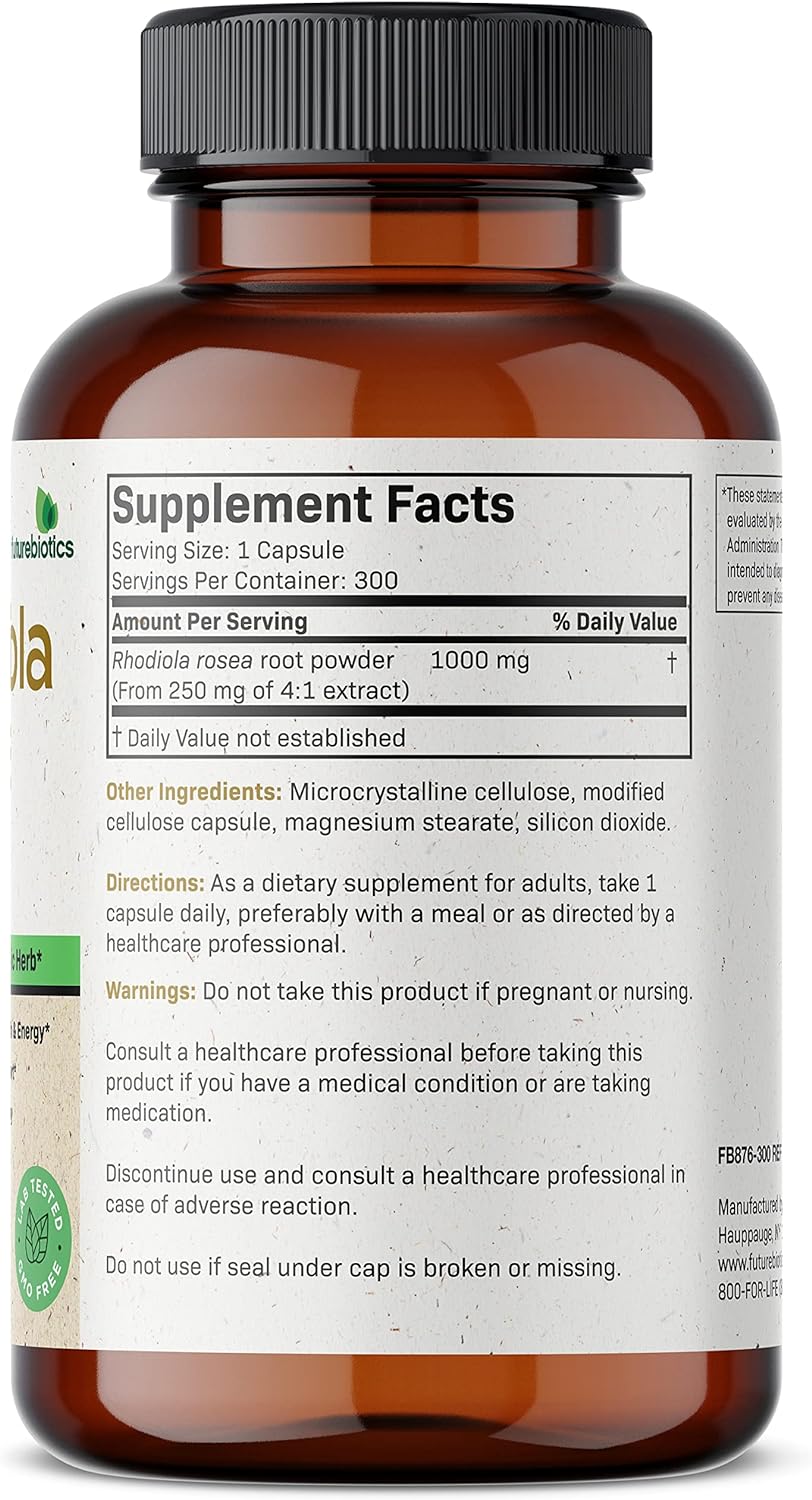 Hierba Adaptogénica Rhodiola Rosea 1000 mg, Apoyo Cerebral y Energía