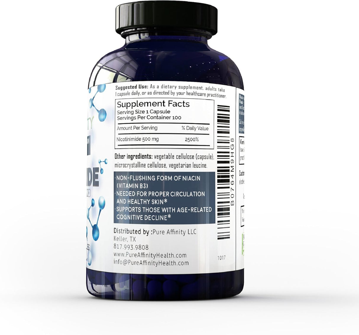 Suplemento Nicotinamida B3 500mg Potenciador de energía 100