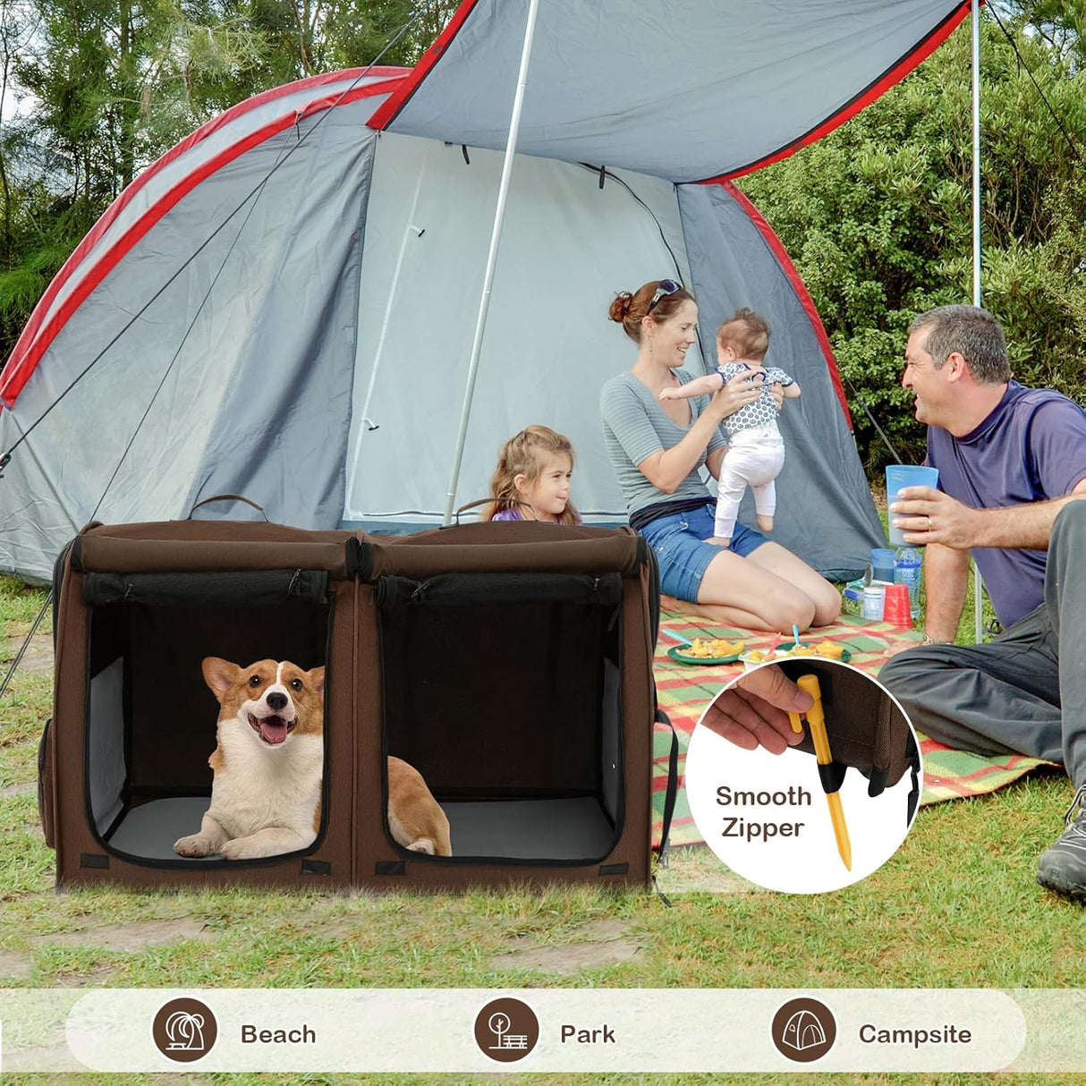 Transportín para gatos PETSITE, 40 pulgadas, doble compartimento