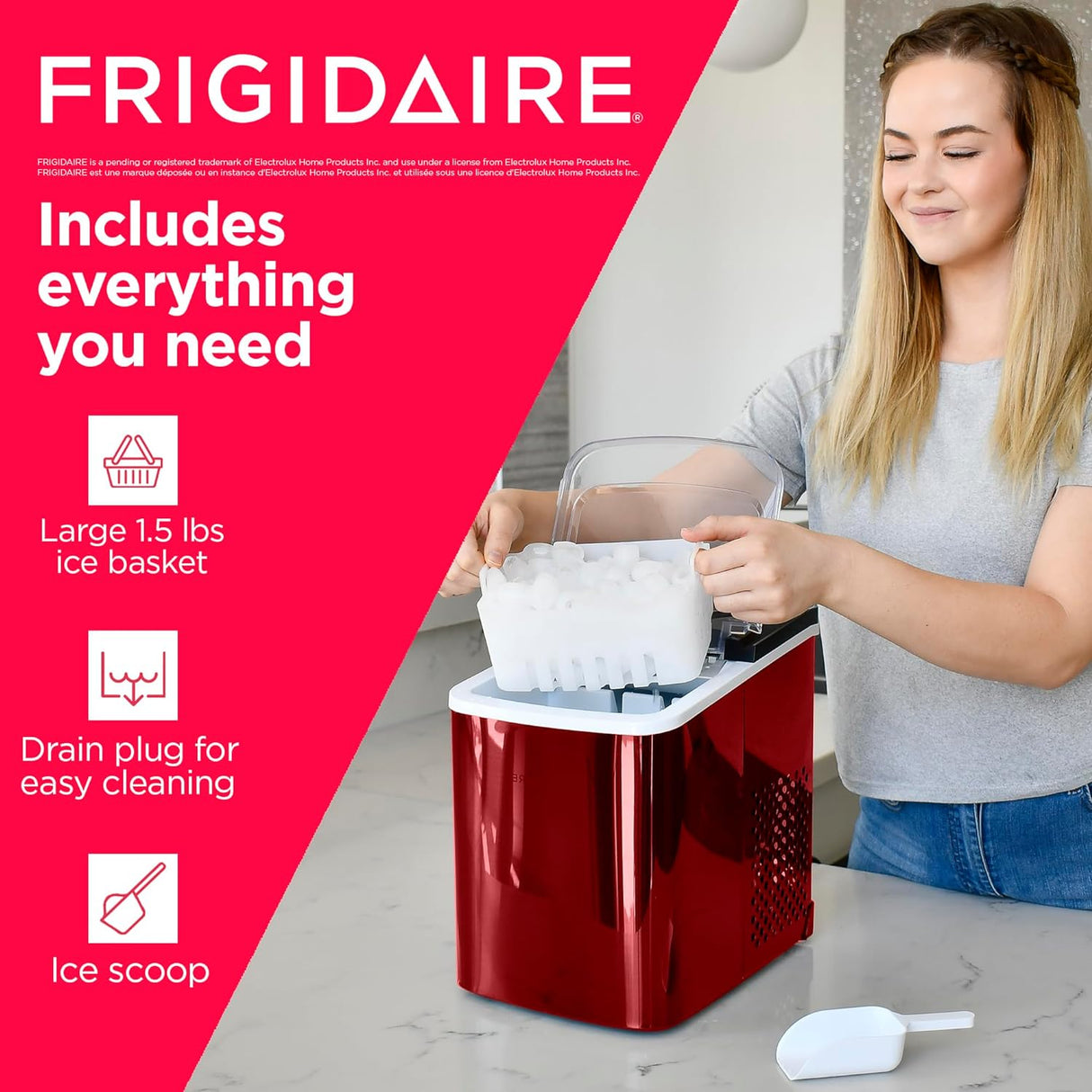 Máquina de Hielo Frigidaire, 26lb/día, Modelo EFIC117-SSRED