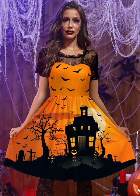Disfraces Vestido de Halloween con mangas de encaje talla S