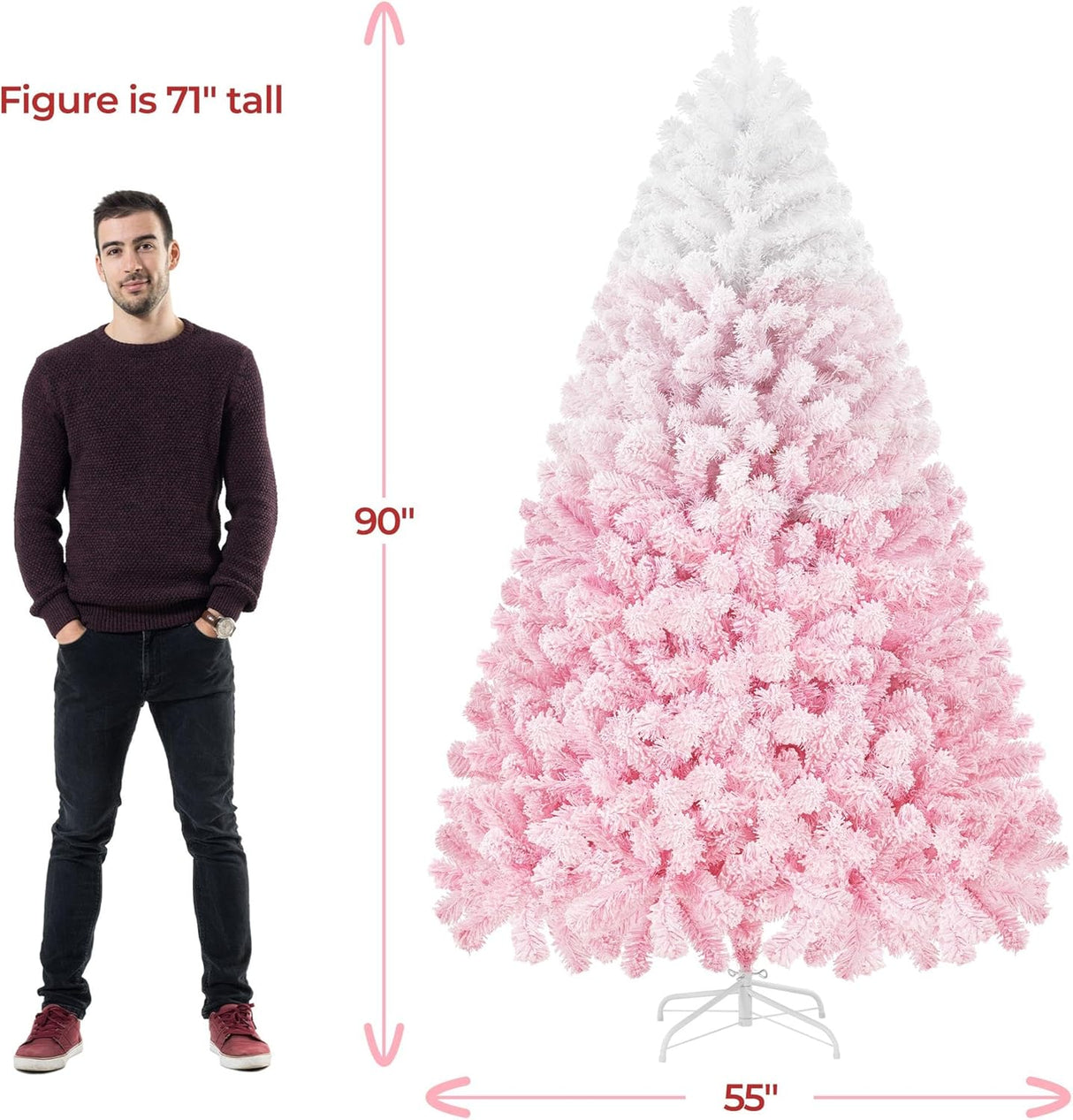 Árbol de Navidad Artificial Yaheetech 7.5ft Con Puntas Nevadas
