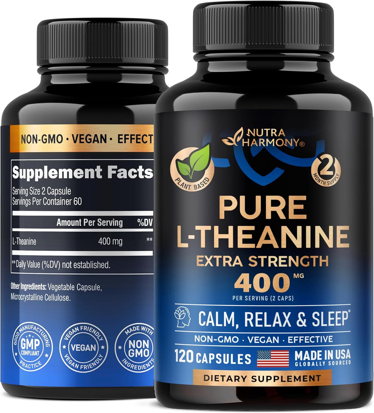 L-Teanina 400 mg | Alivio del estrés | Suplemento Extra Fuerte