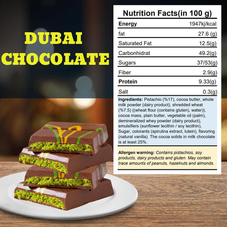 Chocolate Bar Pistachio de Dubai, Knafeh con Crema y Kataifi, 95g
