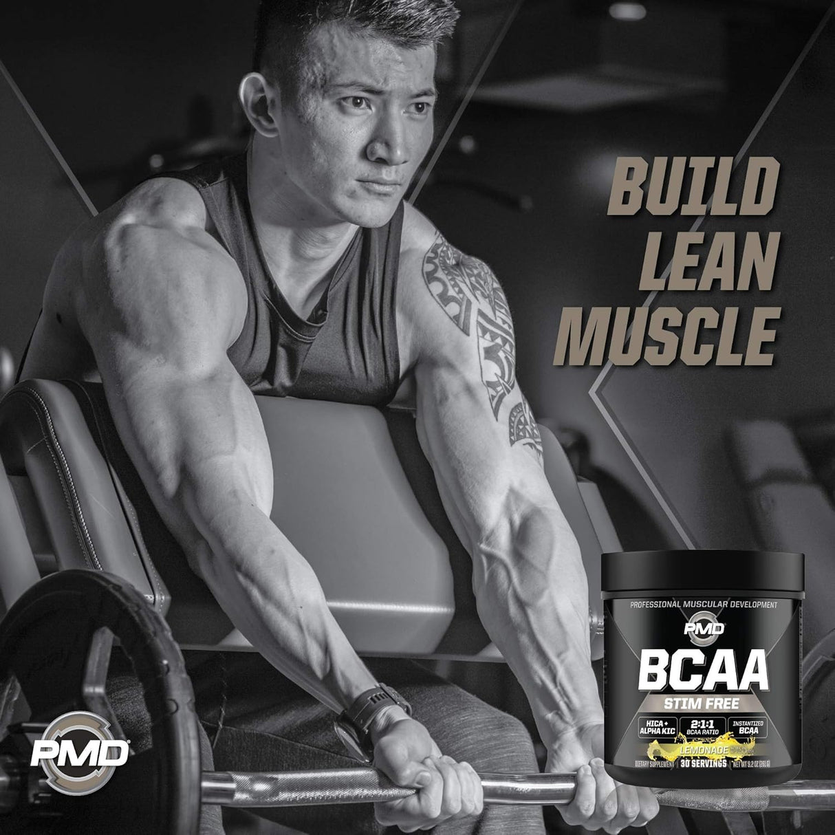PMD Sports BCAA Aminoácidos sin Estímulo, Mejor Rendimiento 30 Servs