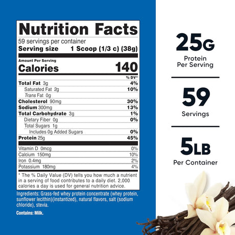 Nutricost Proteína de Suero de Leche de Pasto, 5LBS, Sin Gluten