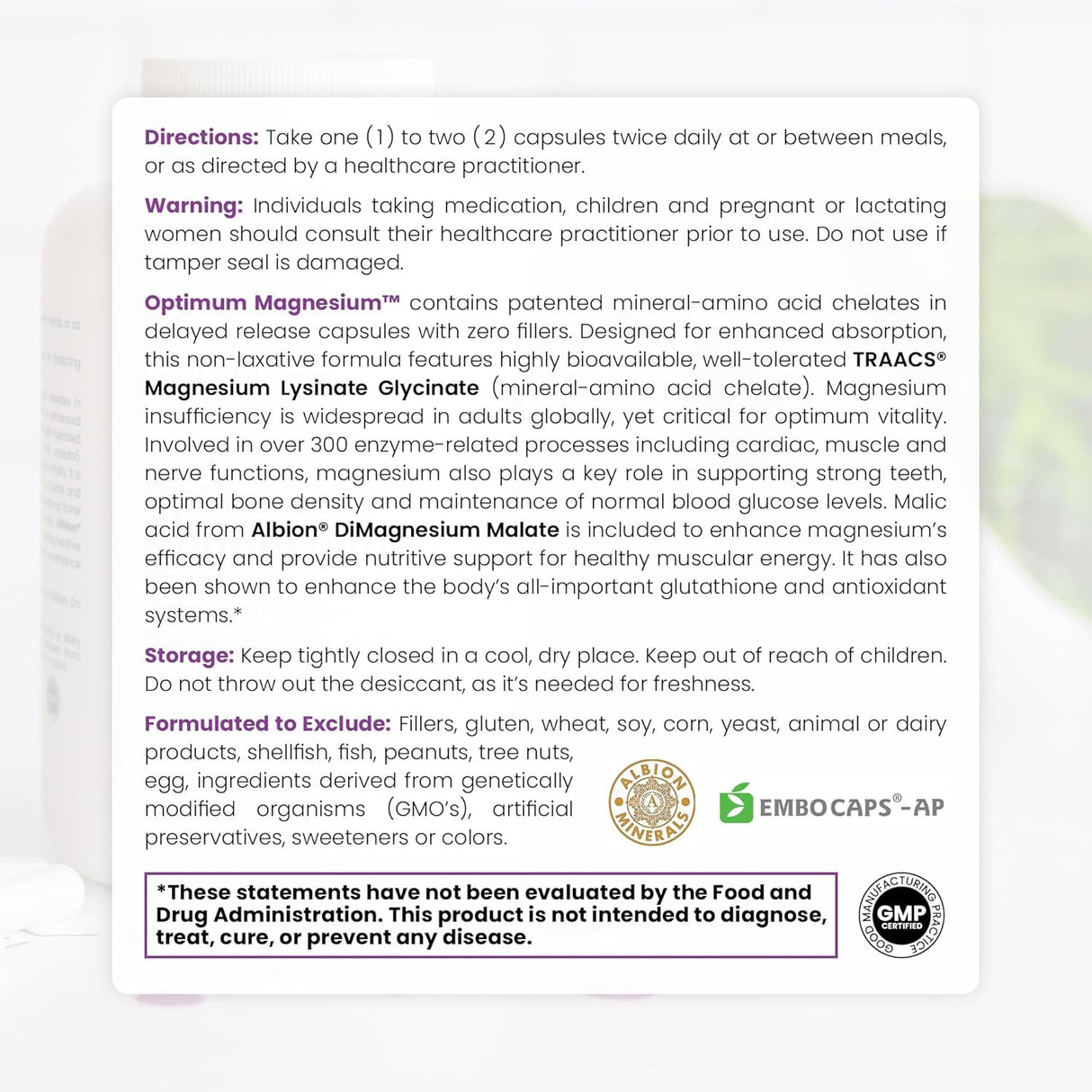 Pure TheraPro Mg Lysinate Glycinate 240 Cáps | USA
