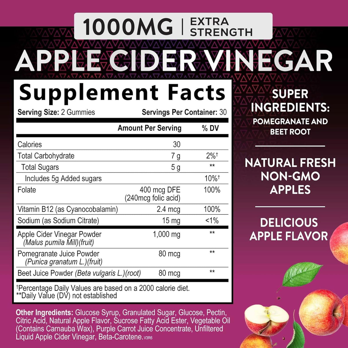Gomitas de vinagre de manzana para pérdida de peso de 1000mg