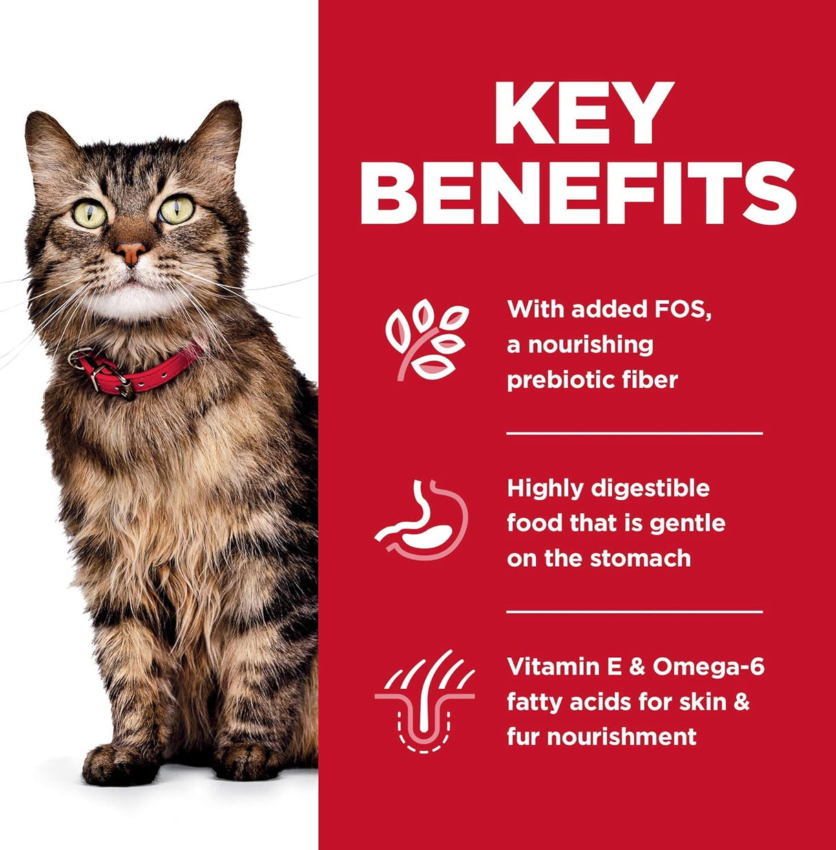 Alimento seco para gatos, adulto, estómago sensible y piel.