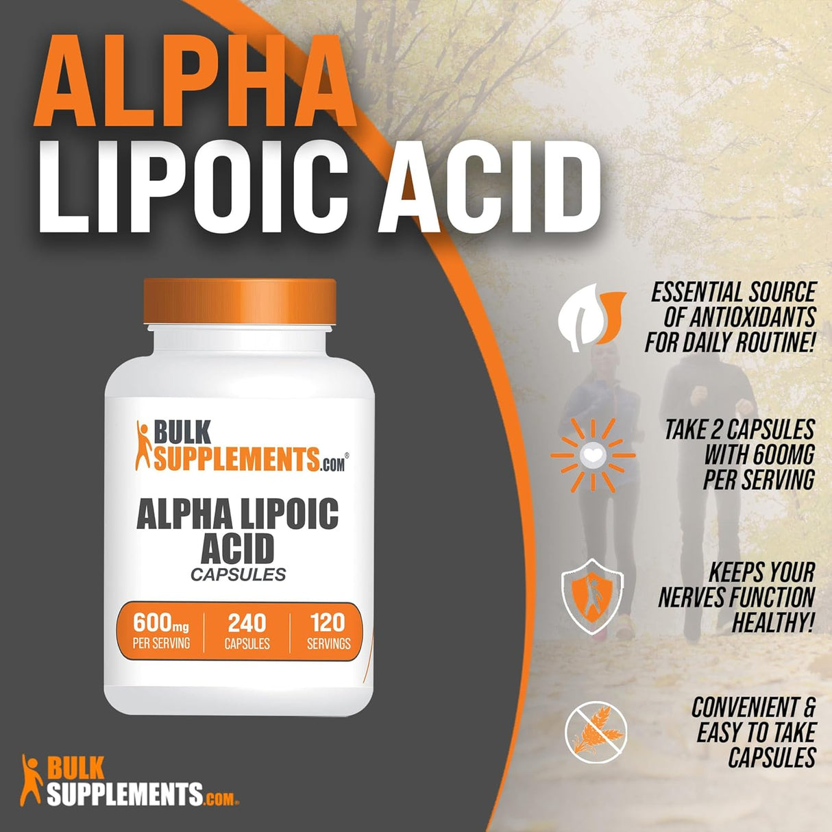 Cápsulas de Ácido Alfa Lipoico - ALA 600mg, Sin Gluten