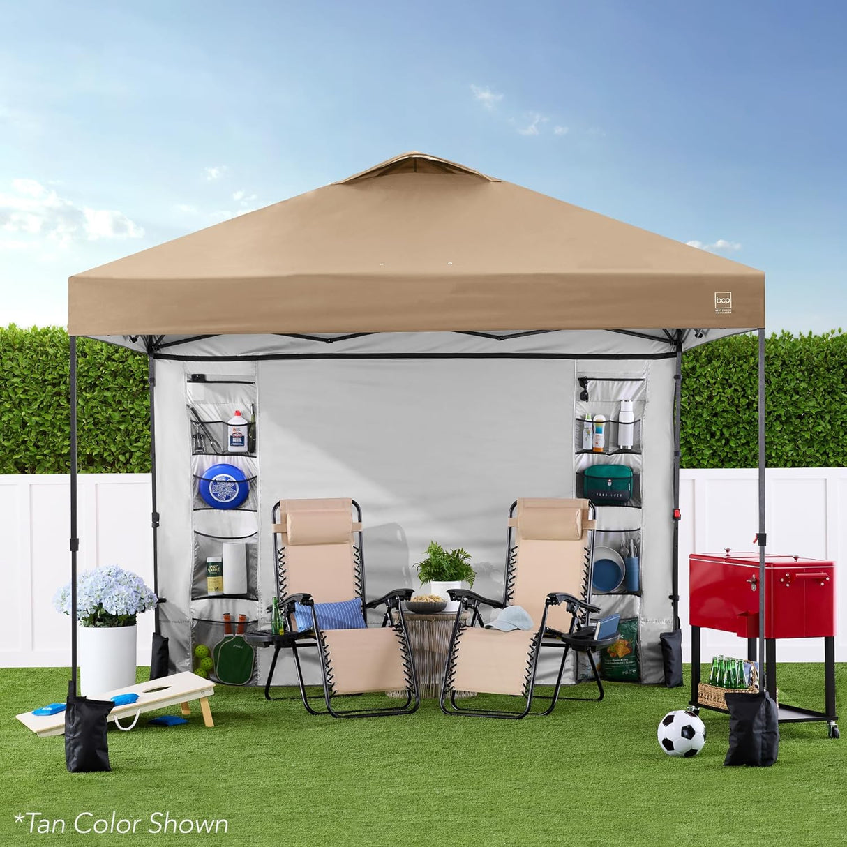 Toldo desplegable fácil con pared lateral y funda portátil