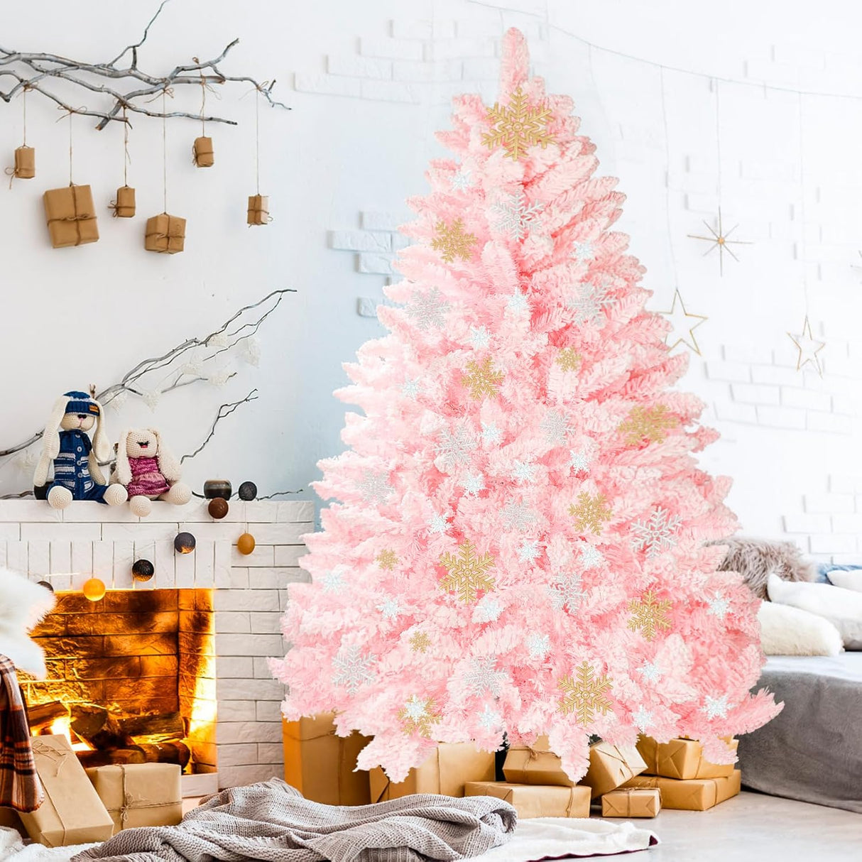 Árbol de Navidad Artificial SUNCROWN 6ft Flocked Premium 1000 Ramas