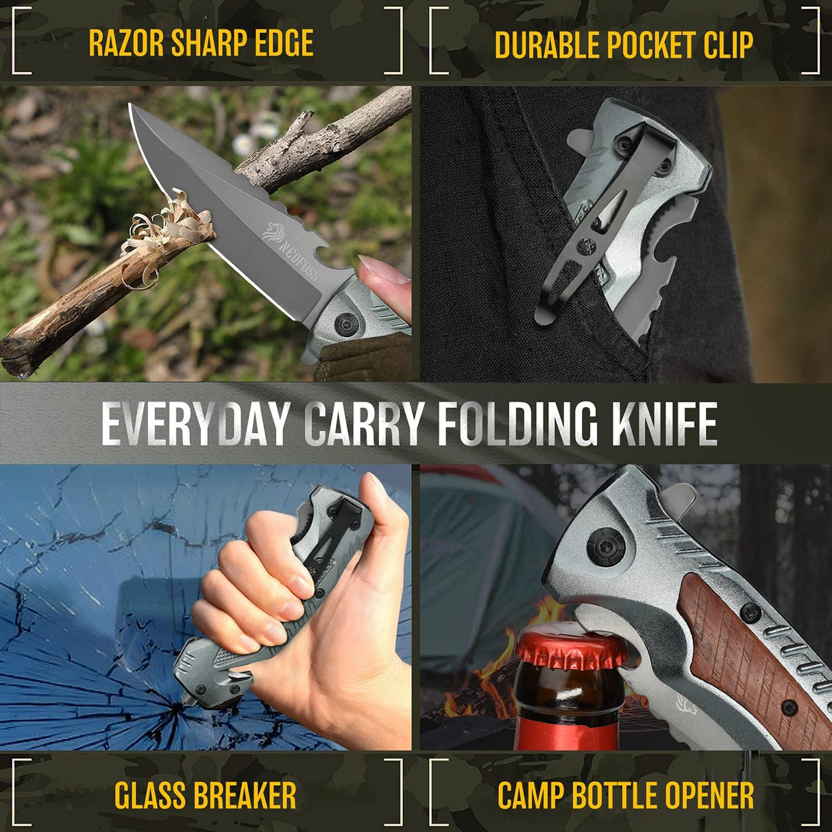 Cuchillo de bolsillo de supervivenciade para hombres