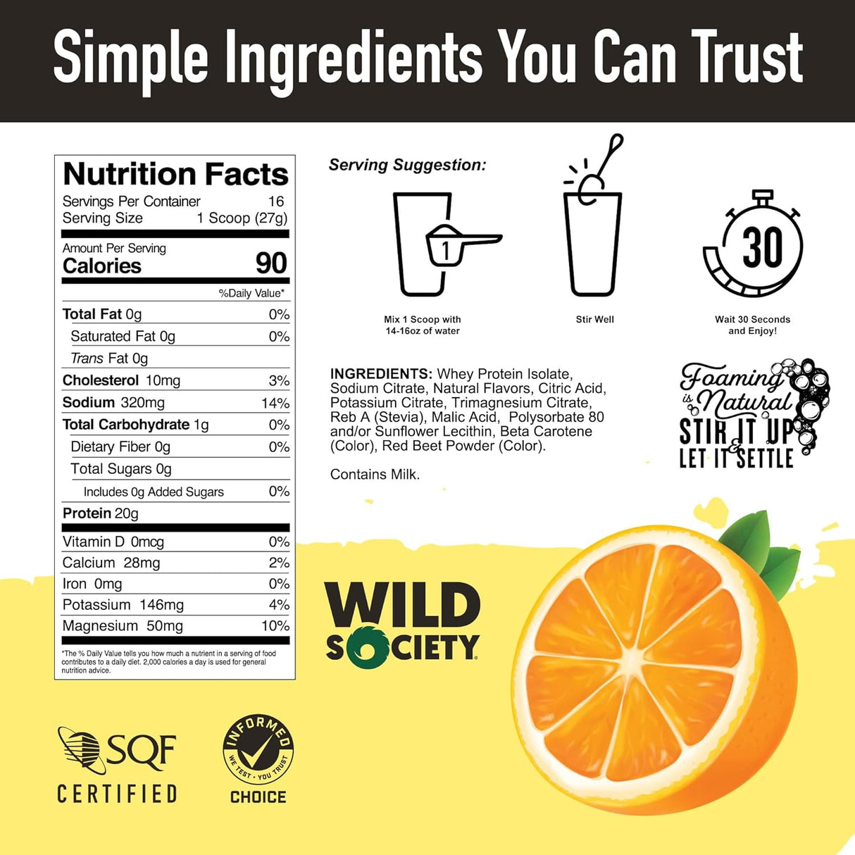 Wild Society Proteína de Suero Pulido + Electrolitos, 20 g