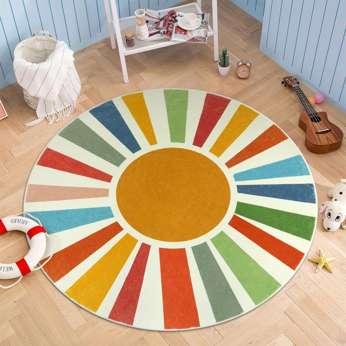 Alfombra redonda pequeña de 4 pies para habitación STARUIA