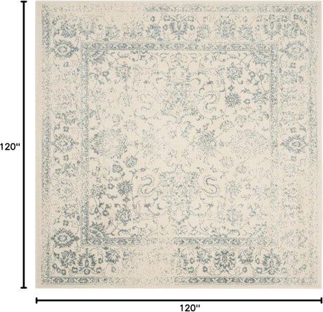 Alfombra de área cuadrada, diseño oriental desgastado, ADR109S