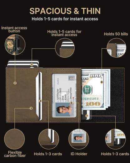 Billetera de Hombre Pop Up, RFID, Slim, 9-14 Tarjetas, Map