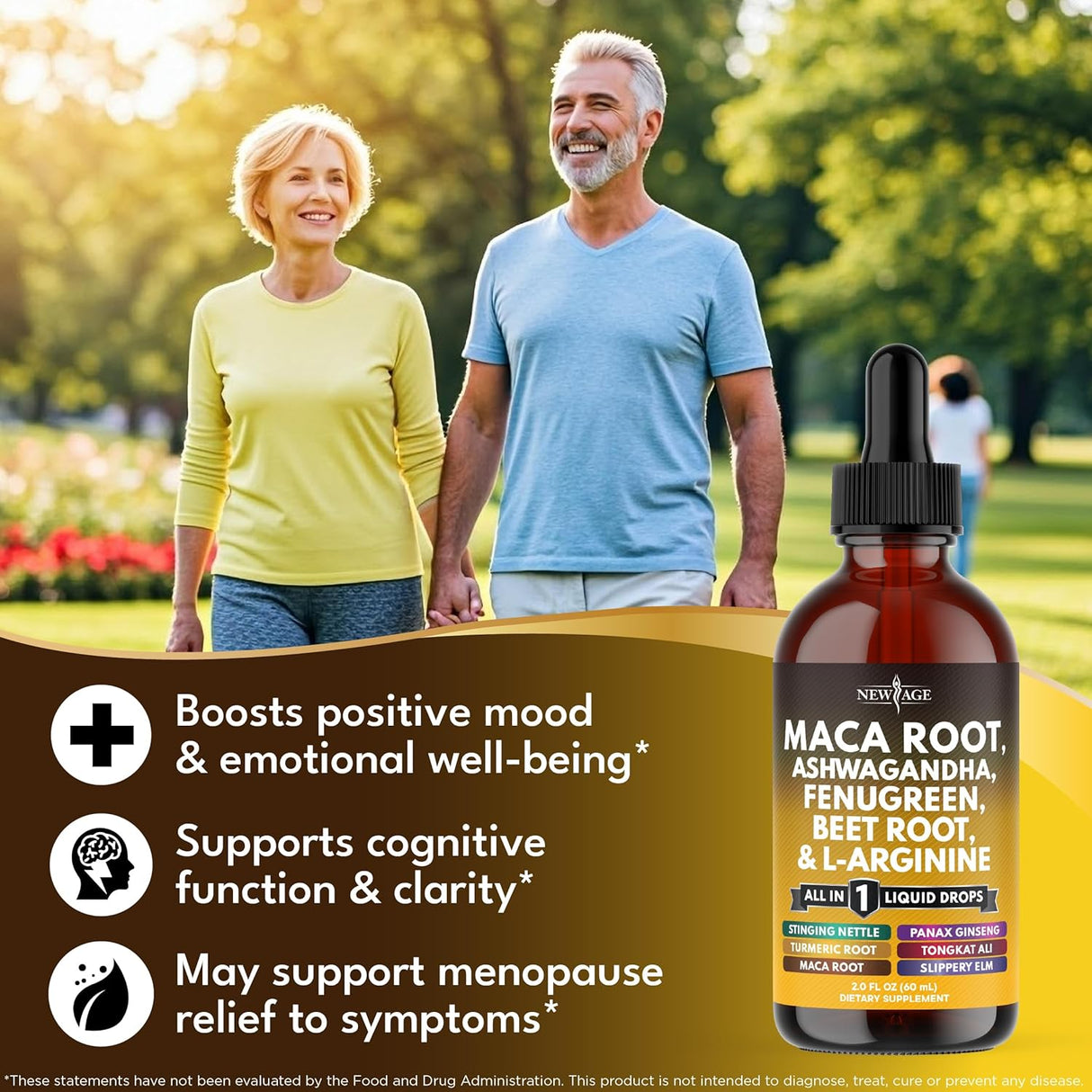 Suplemento líquido de maca, ashwagandha, ortiga y más, 2oz