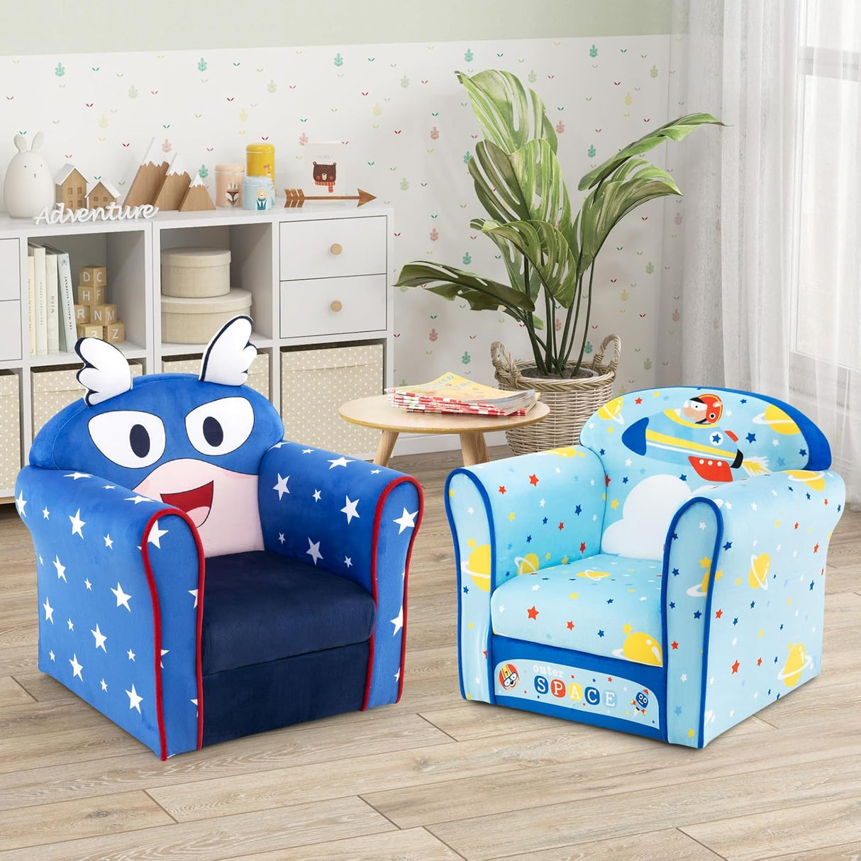 silla con reposabrazos para niños con patrón,Costzon, azul.