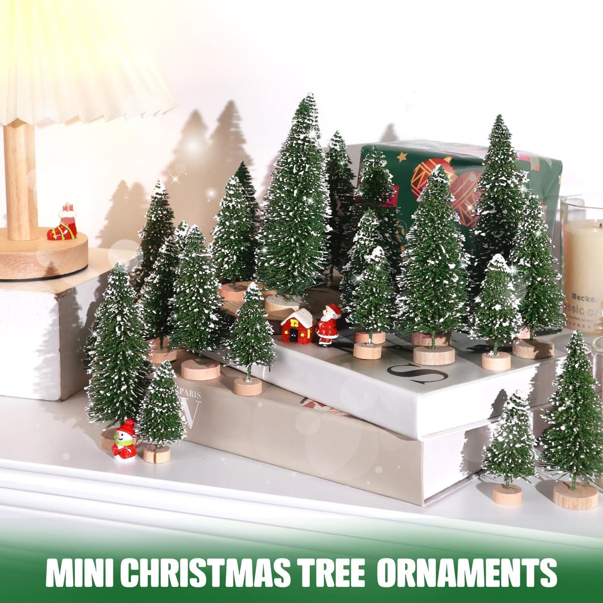 Árboles de Navidad Artificiales con Base de Madera para Decorar