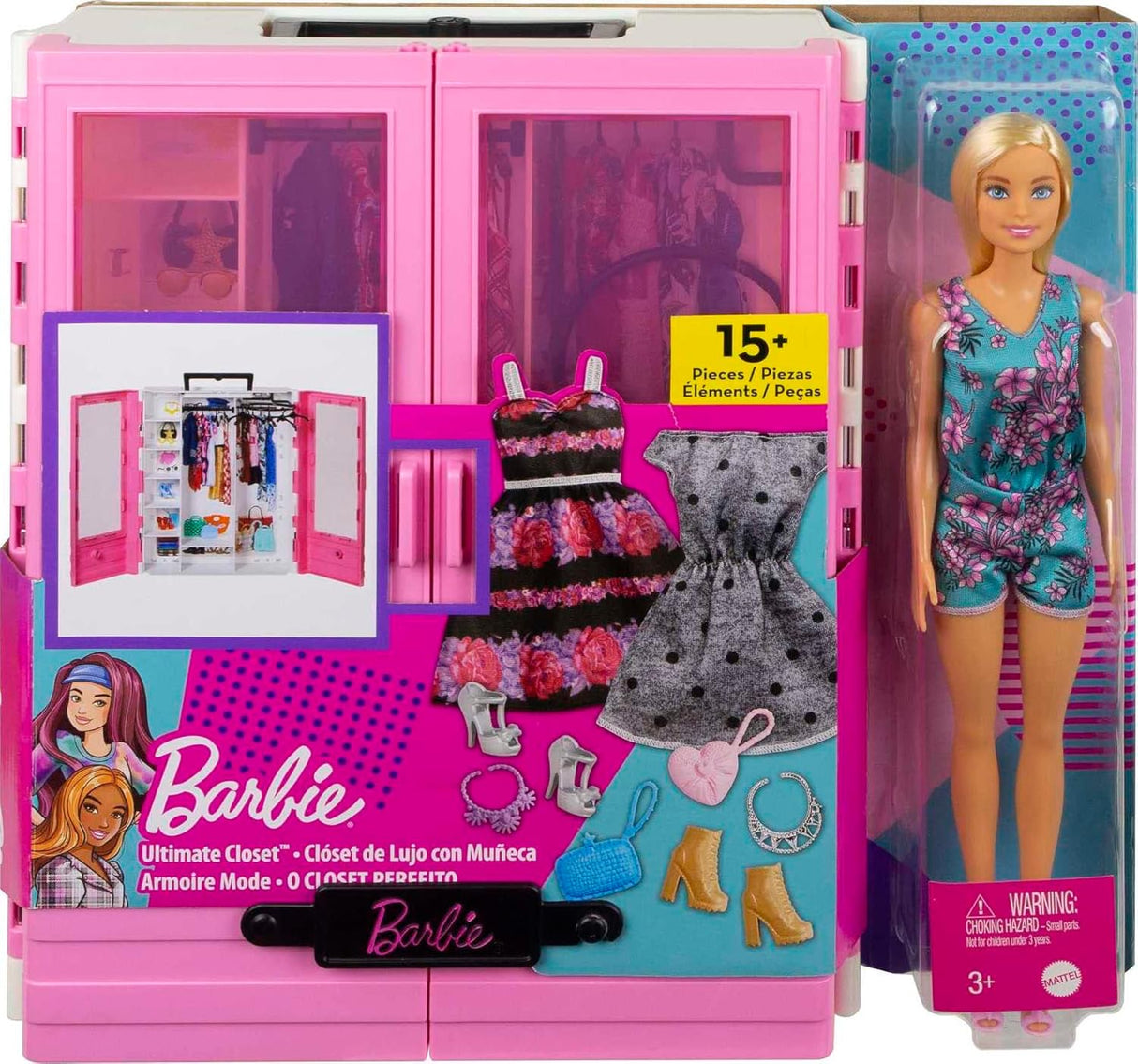 Barbie Fashionistas Muñeca y Armario Playset con Accesorios