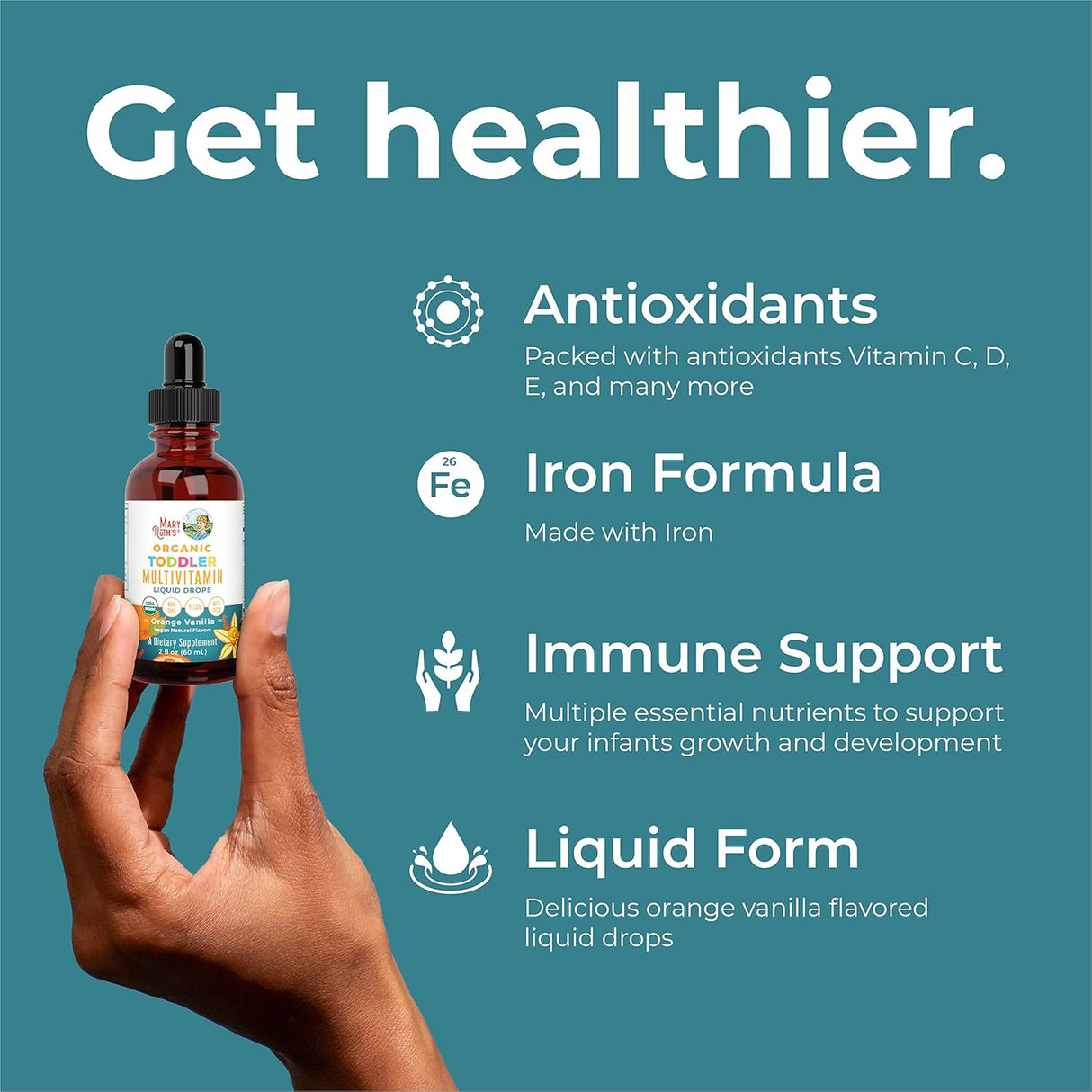 Suplemento MaryRuth's Multivitamínico con hierro para niños