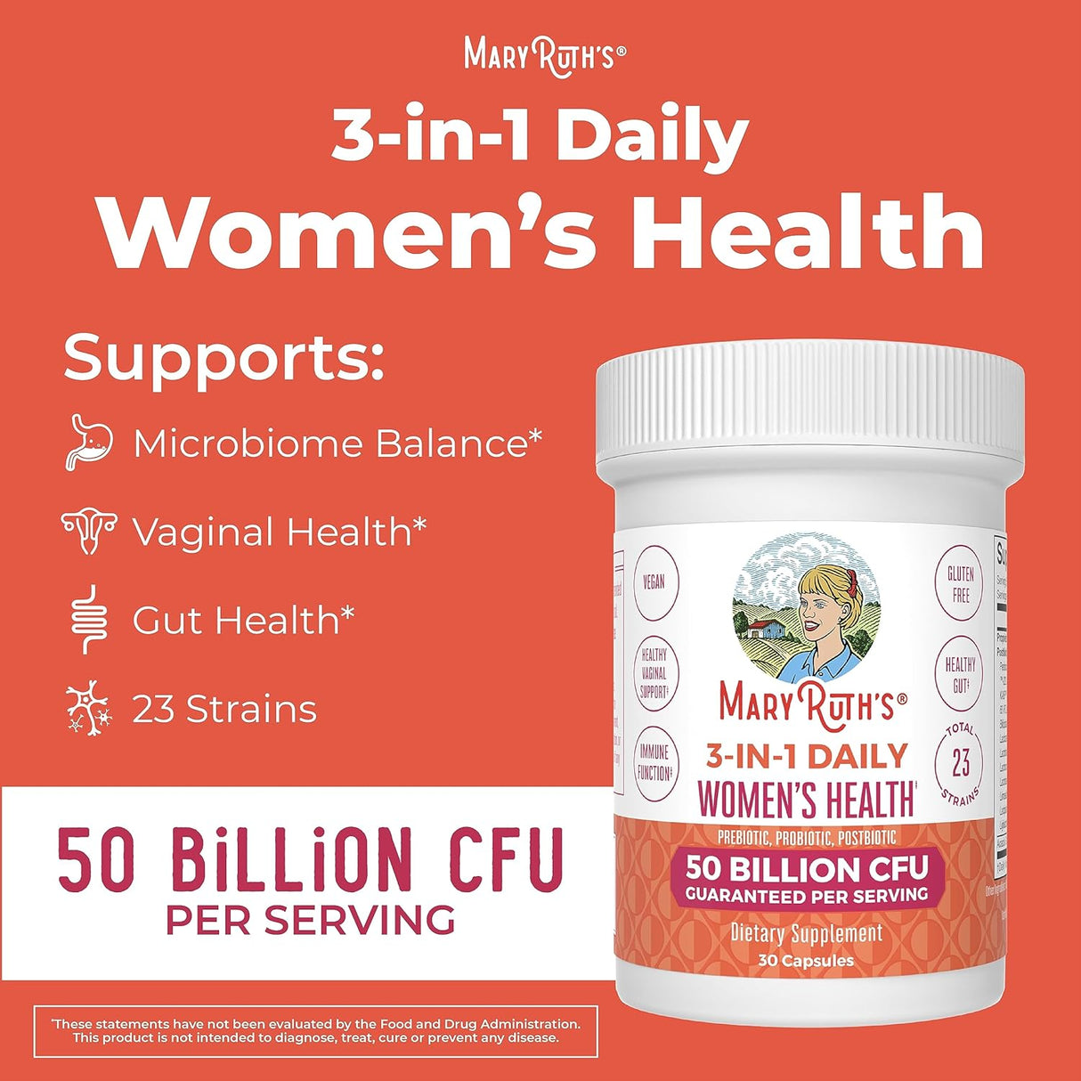 Probióticos de salud diaria 3 en 1 para mujeres MaryRuth's