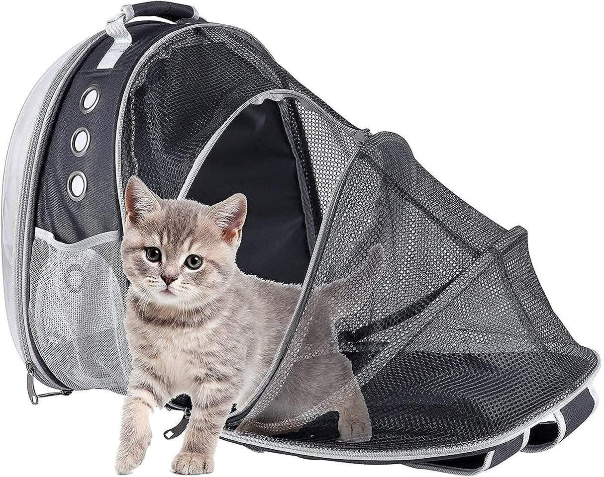 Mochila transportadora de burbujas expandible plegable negro