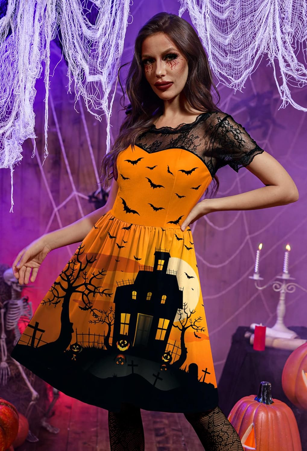 Disfraces  Vestido de Halloween con mangas talla XL