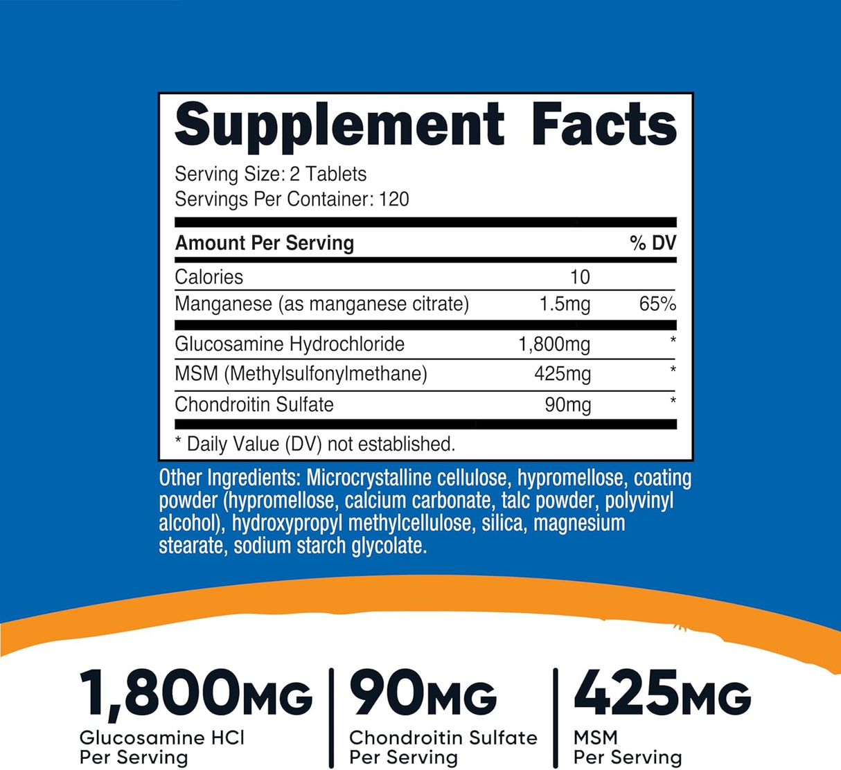 Nutricost Glucosamina 1800mg con Condroitina y MSM 240 Tabletas