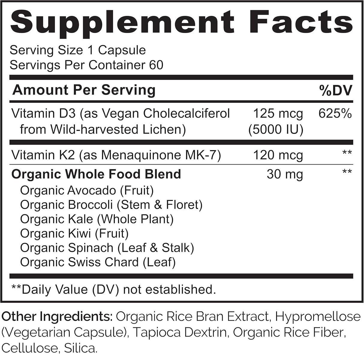 NATURELO Vitamina D3 K2 Vegana 60 Cápsulas