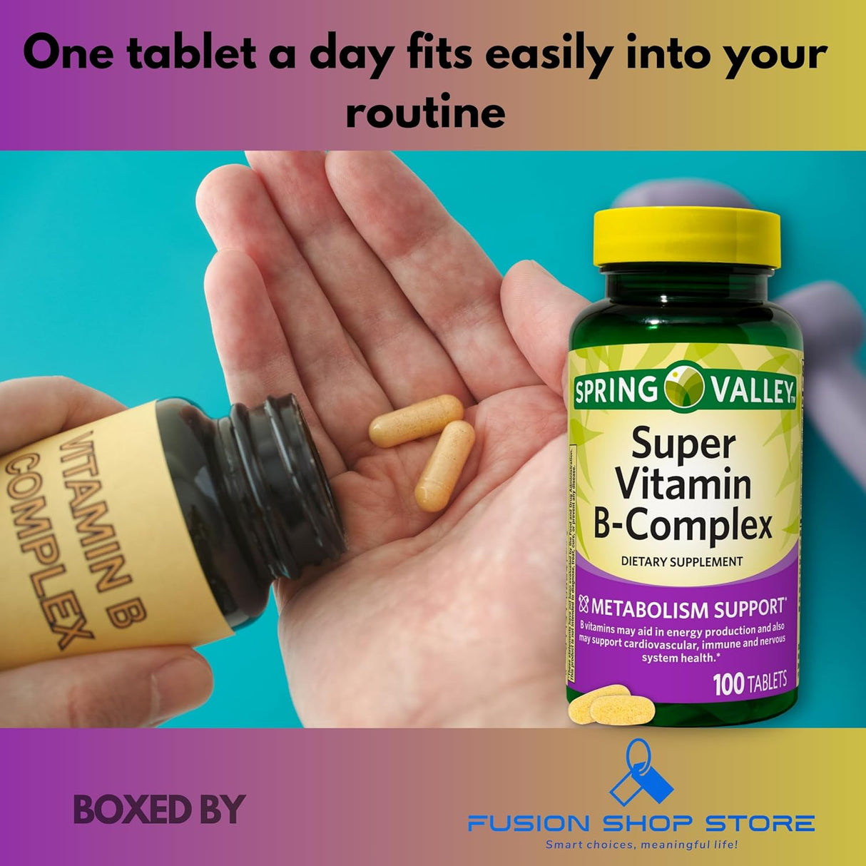 Suplemento de Vitaminas B Complejo Fusion Shop 100 tabletas
