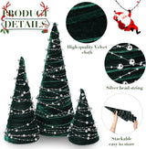 Juego de 3 Árboles de Navidad de Terciopelo, Decoración Moderna