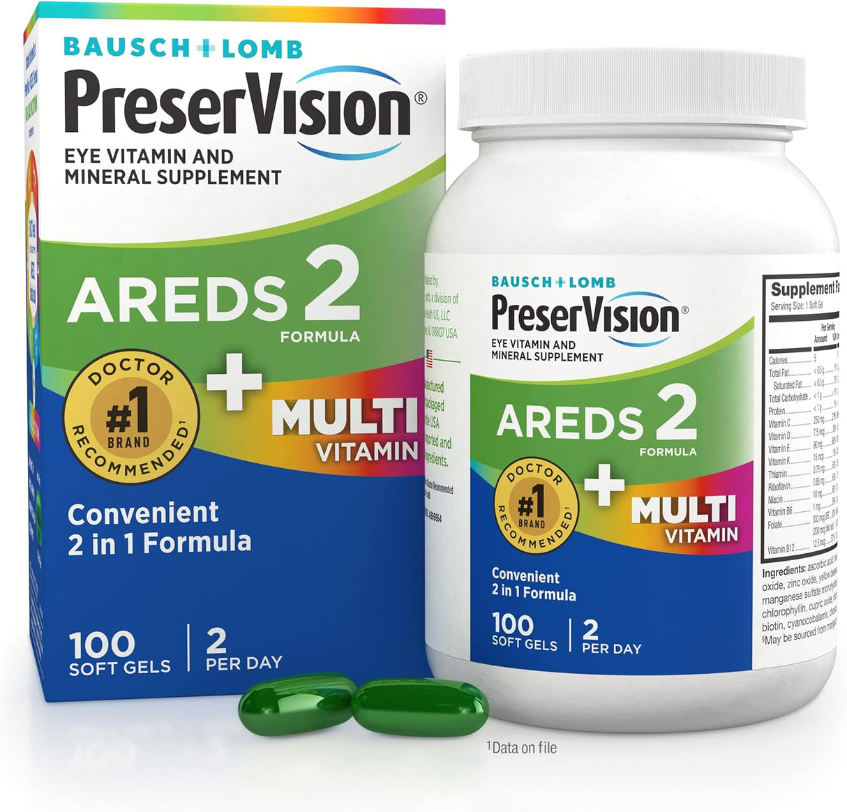 PreserVision AREDS 2 + multivitamínico 2 en 1 Eye contiene