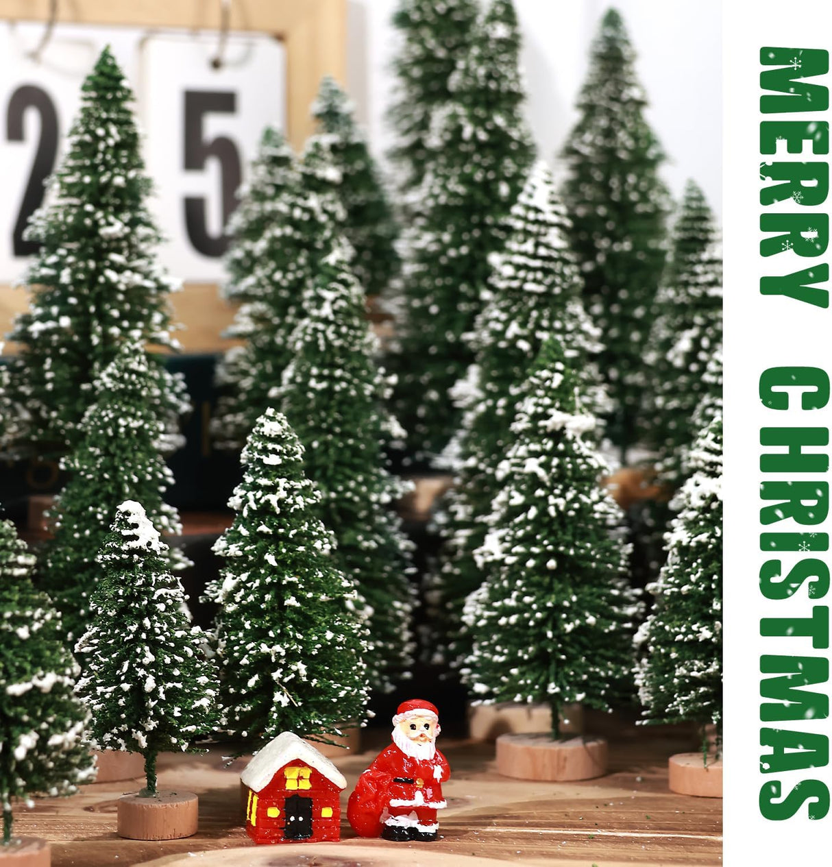 Árboles de Navidad Artificiales con Base de Madera para Decorar