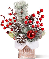 Árbol de Navidad Miniatura Decorativo con Adornos (Cabin-Snow)