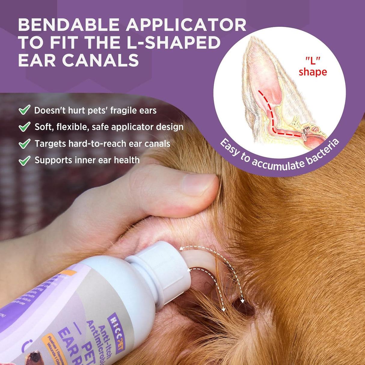 Limpiador de Oídos para Perros HICC PET, 4 fl oz, 30 hisopos