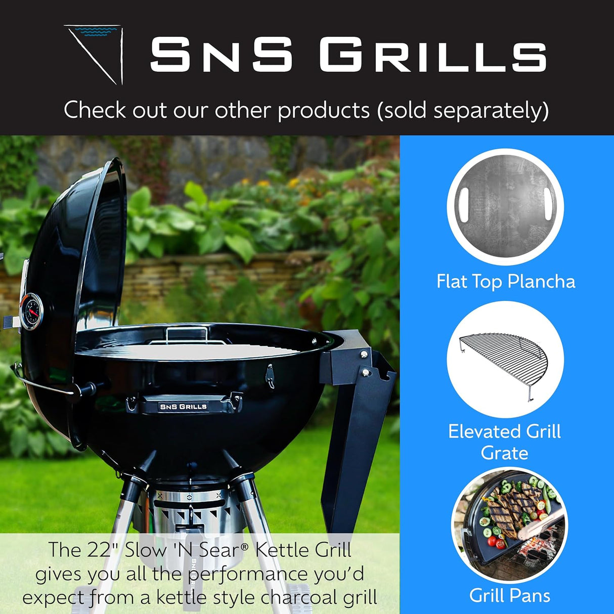 Kit de Rotisserie SnS Grills para Parrillas Kettle de 22
