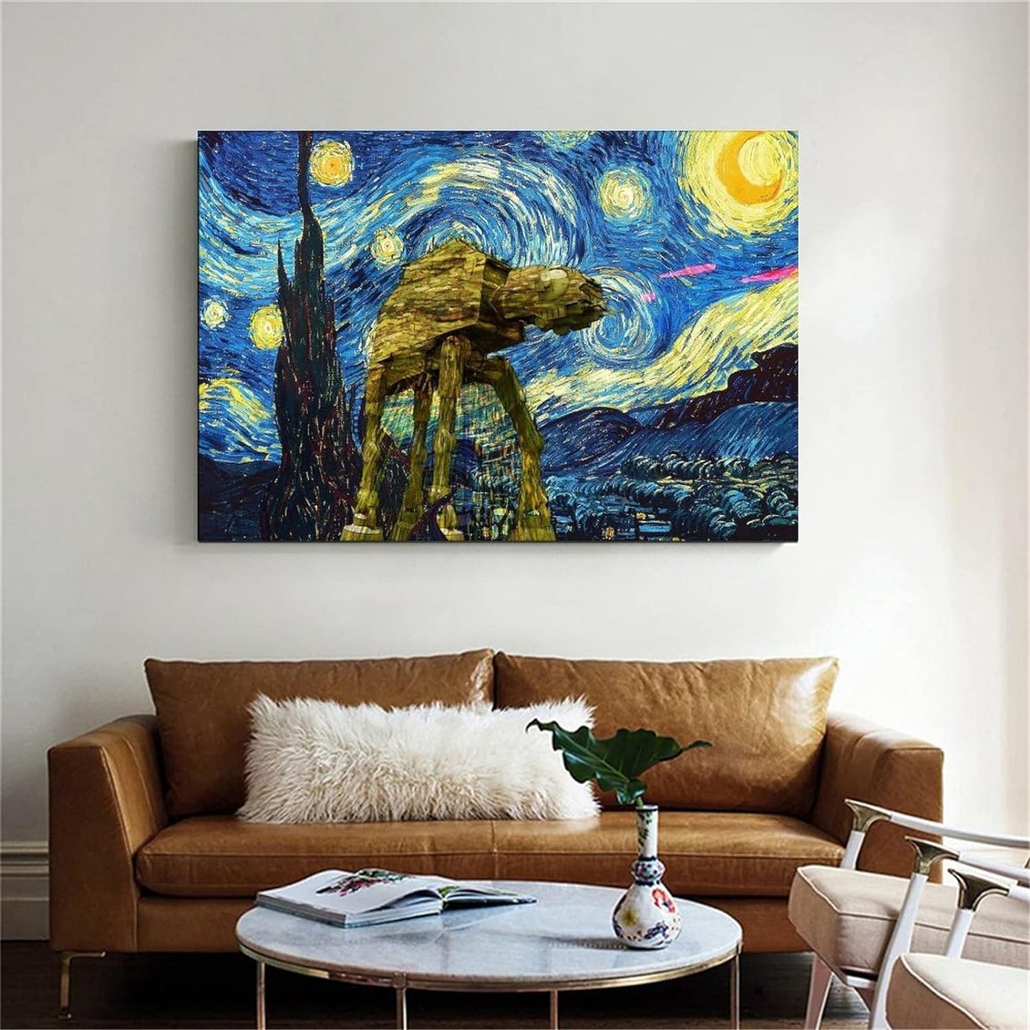 Póster artístico Starry Night at-at en lienzo, decoración moderna