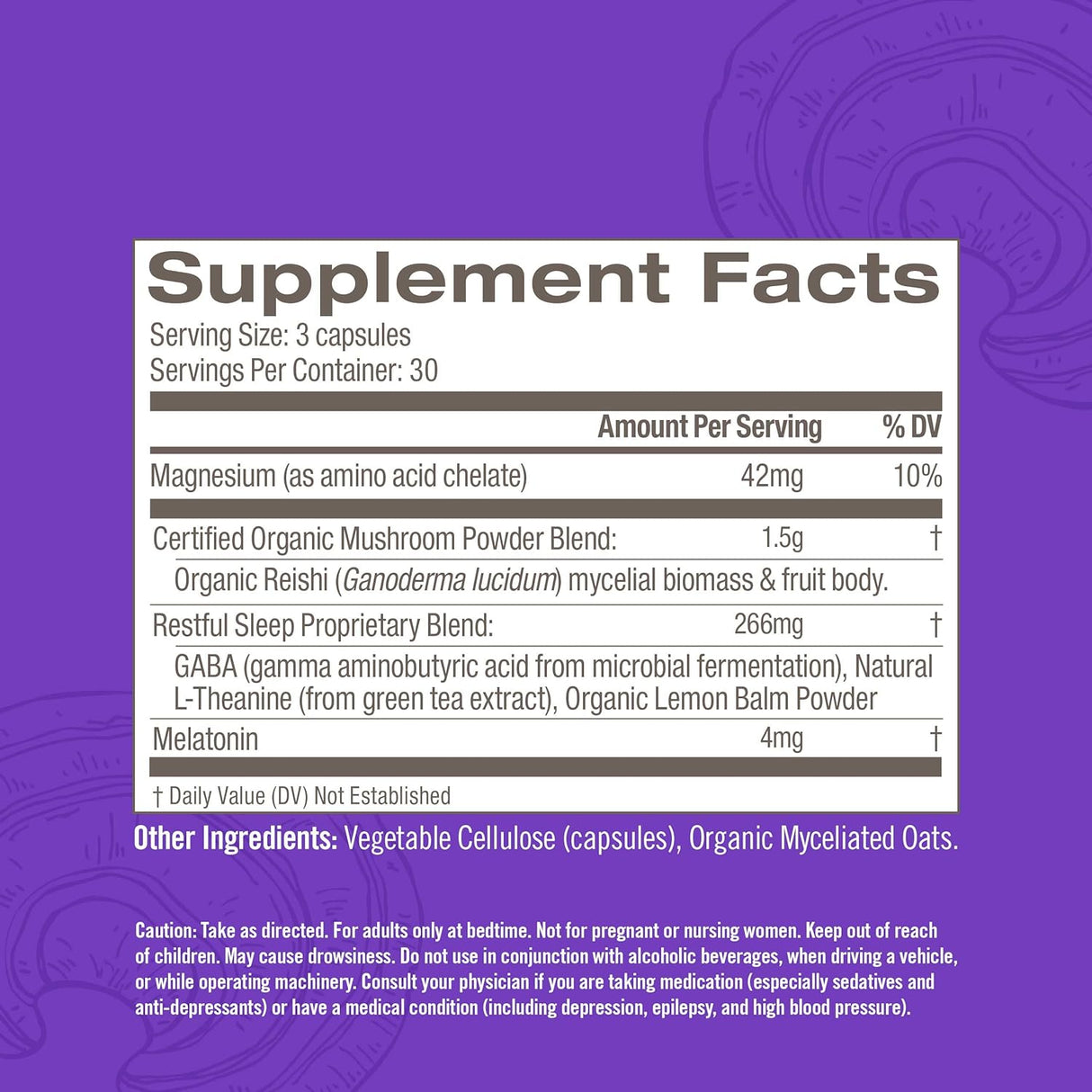 Suplemento Superfood Cápsulas de hongos para dormir 90 und