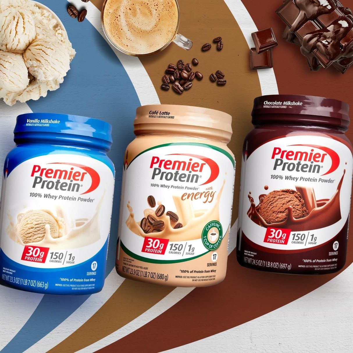 Proteína en polvo Premier, Café Latte, 30g proteína, 17 porciones