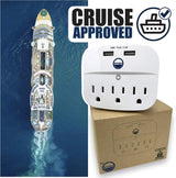 Regleta de alimentación de crucero sin protector de sobretensiones con salidas USB, aprobada por el barco (sin protección contra sobretensiones), esenciales para crucero en 2023, 2024 y 2025