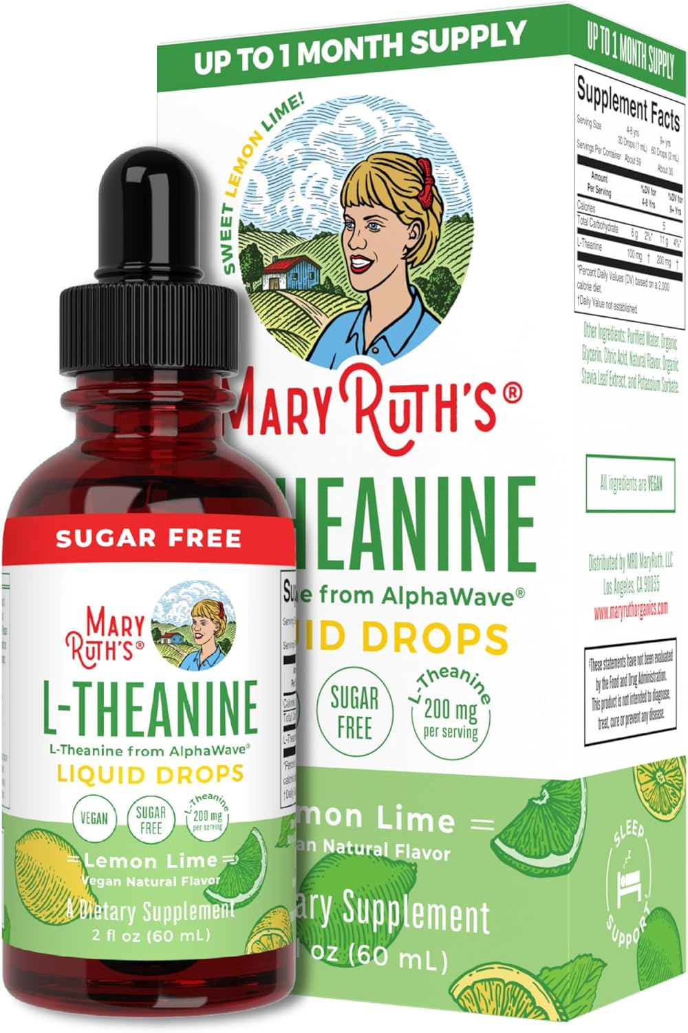 Suplemento líquidas de 200 mg L-teanina glicerina orgánica