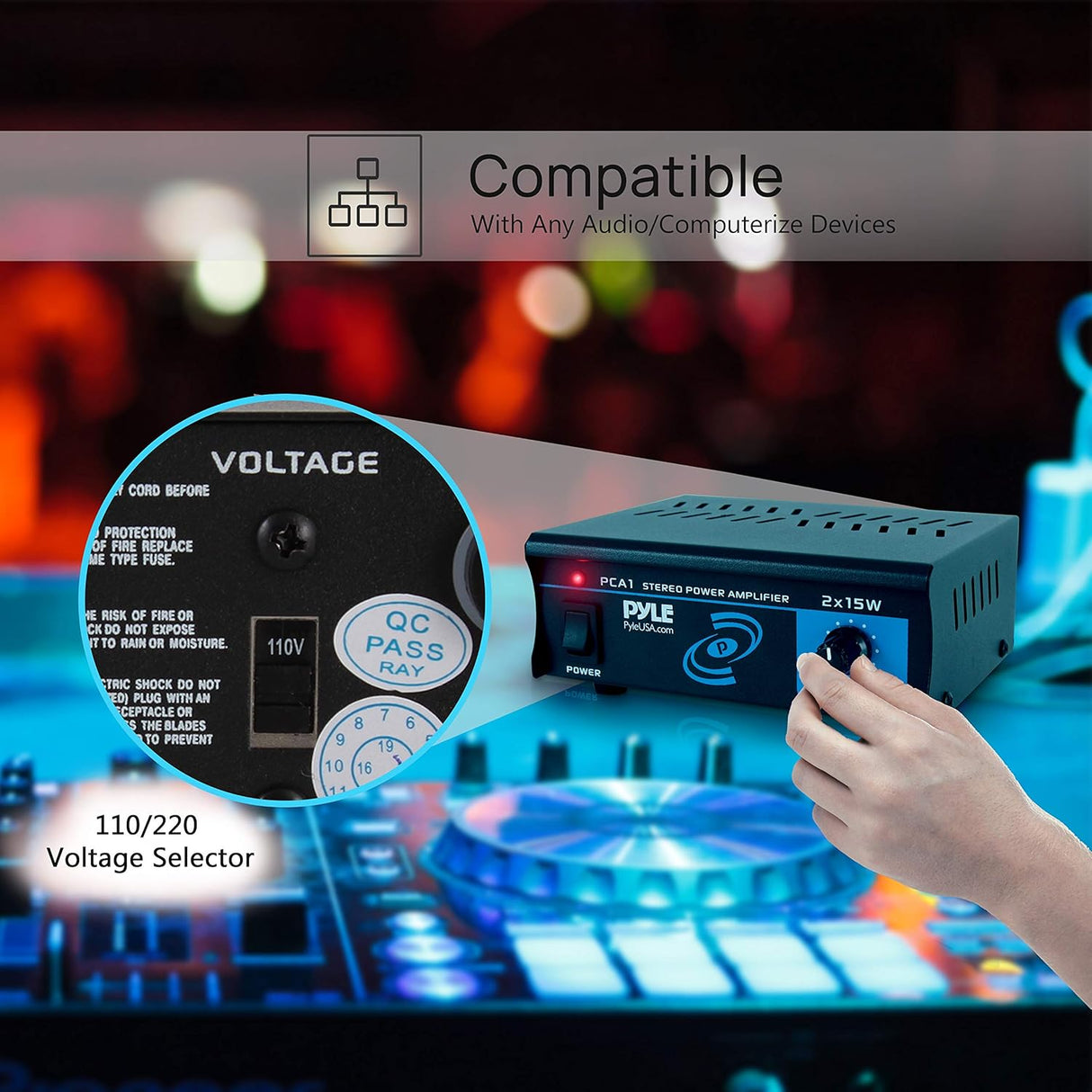 Amplificador de potencia estéreo PYLE-HOME PCA1.5